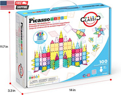 100 Piece Magnetic Tiles, Clear 3D Building Blocks for Kids 3+ | No-Limit Scalab