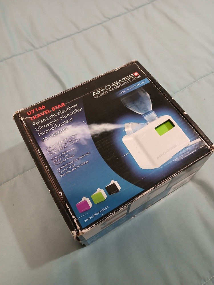 Humidificateur de voyage AIR-O-SWISS Ultrasonic humidifier MADE IN SWITZERLAND.
