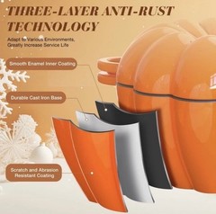 Wood Stove Steamer, Cast Iron Fireplace Humidifier, 2.4 Quart Capacity, Pumpkin