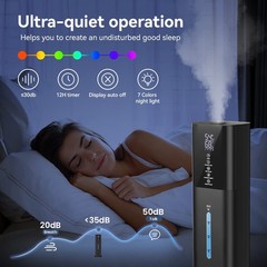 Humidifiers Large Room Bedroom with 7 Colors Light, 2.1Gal(8L) 2.11Gal, Black