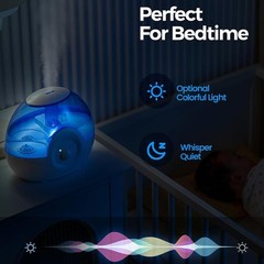 Ultrasonic Humidifier 2.2L Quiet Operation Auto Shut Off Multiple Mist Settings