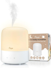 3-In-1 Baby Humidifier Aroma Diffuser with Adjustable Nightlight, Auto-Shutoff,