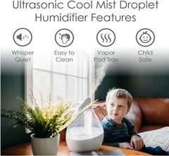 Crane Ultrasonic Teardrop Humidifier for Baby, Cool Mist, 0.5 Gallon, Clear