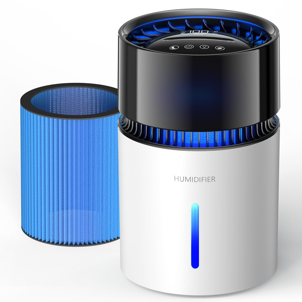 Mist-Free Evaporative Humidifier for Bedroom, Top Fill Humidifier Work with T…