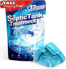 Septic Tank Treatment 12 Pcs for 1-Year Supply, Dissolvable Packs with Easy Oper