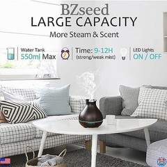 550ml Ultrasonic Essential Oil Diffuser, Timer, Auto-Off, 7 LED Lights, Cool
