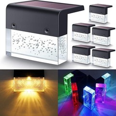 Waterproof RGB LED Solar Step Fence Light Outdoor Garden Deck Wall Path Lamp