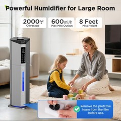 Top-Fill 2000 sq ft Humidifier with 7-Color Light & Auto Rotation Features