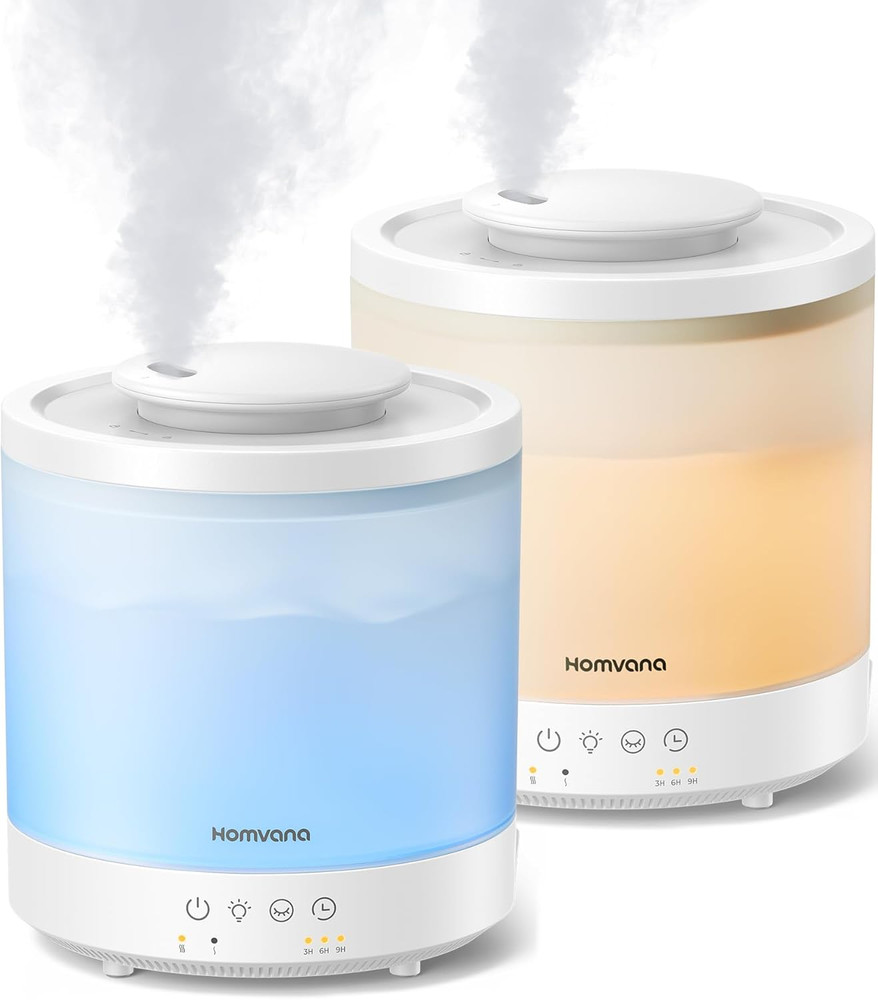 Small Humidifiers for Bedroom – 2 Packs 1.5L Cool Mist Top Fill Humidifier for B