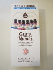 Lighted Cliganic Essential Oil Diffuser (White) & Guru Nanda Oil Six-Pack