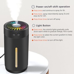 Dodocool Humidifier 300ml Mini Ultrasonic USB Humidifier with 7 Colors LED E0C3