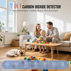 8-in-1 Indoor Air Quality Monitor, Portable Tester for Temperature, Ivory