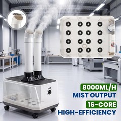 Mxmoonant Industrial Humidifier 8000ML/H 3 Mist Volume Auto Refilling 2 PVC Pipe
