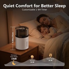Mist-Free Evaporative Humidifier for Bedroom, Top Fill Humidifier Work with T…