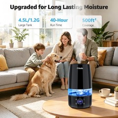 ITdodo Humidifier for Room, 4.5L Top Fill for Home, 40H Runtime, Quiet