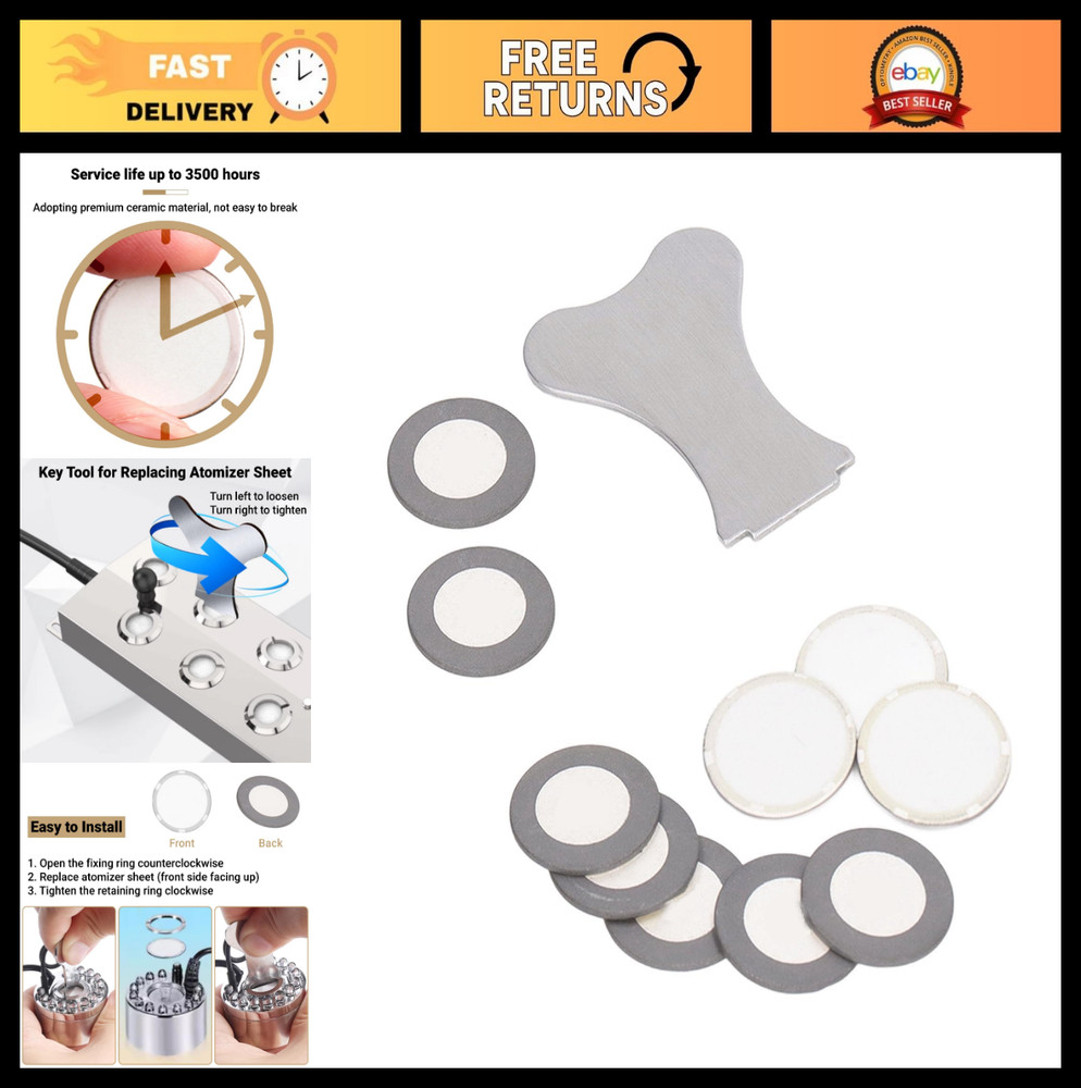 10Pcs 20mm Ultrasonic Mist Maker Fogger Discs – Replacement Atomizer Set for Hum