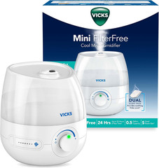 Mini Filter Free Cool Mist Humidifier for Small Room, White | Variable Mist Cont