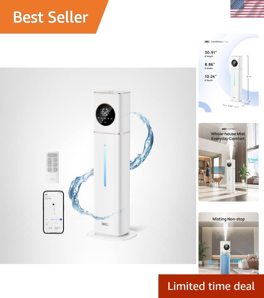 Humidifier Large Room Cool Mist 11L Auto Control Remote APP Night Light