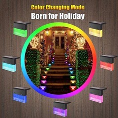 Waterproof RGB LED Solar Step Fence Light Outdoor Garden Deck Wall Path Lamp