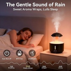 Raindrop Humidifier Essential Oil Diffuser 7 Color LED Quiet Rotating Decor New