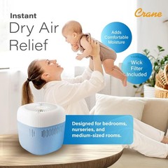 1.9L Evaporative Humidifier UV Light Quiet Wick Filter Dishwasher Safe