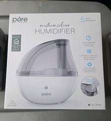 Pure Enrichment Mistaire Silver Ultrasonic Cool Mist Humidifier, 1.5L Tank NEW