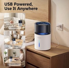 Mist-Free Tabletop Evaporative Humidifier USB Powered, Filter, Quiet, 1-8H