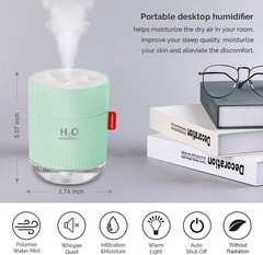 Portable Mini Humidifier, 500ml Small Humidifier for Bedroom Travel, Green | …