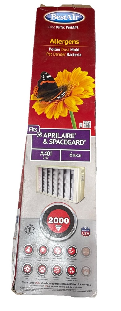 BestAir A401 A401-SG4-11R 2000 Merv 11 Air Filter For Air Purifier (F5)