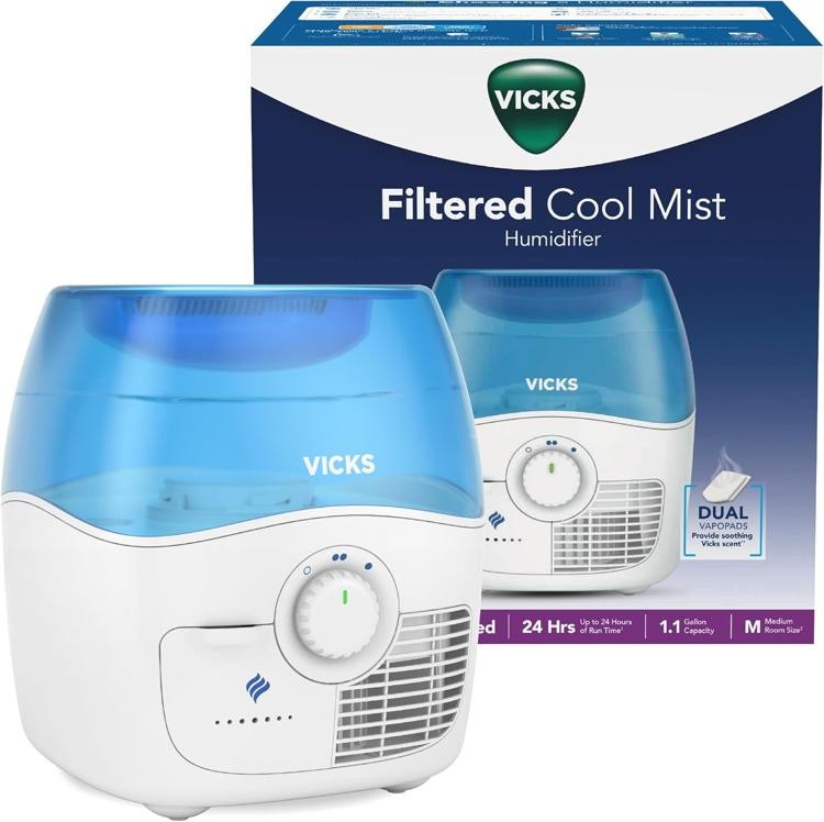 Vicks Filtered Cool Mist Humidifier, Medium Room, 1.1 Gallon Tank – Humidifier f