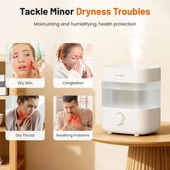Humidifiers for Bedroom, 2L Tank for 15H, 20dB Quiet Mist Time, 7 Color Light