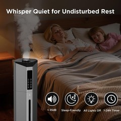 Top-Fill 2000 sq ft Humidifier with 7-Color Light & Auto Rotation Features