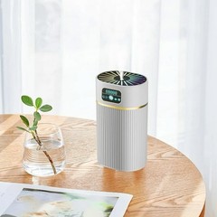 White Ultrasonic Table Top Humidifier with LED Lights, Digital Display, Timer