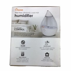 Crane Droplet Ultrasonic Cool Mist Humidifier 0.5 Gallon Tank Clear & White