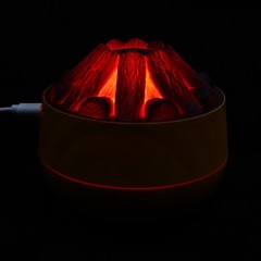 Portable Charcoal Fire Humidifier with Flame LED Light Reusable Desktop Diffuser
