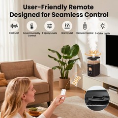 Warm & Cool Mist Humidifier – Black 6L Quiet Top Fill Humidifiers for Bedroom…