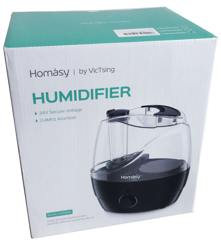 Homasy HM589A Cool Mist Humidifier (2.2L, 28dB, BLACK) 360 Nozzle, VicTsing