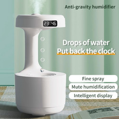 Bedroom Anti-Gravity Humidifier with Clock Water Drop Backflow Aroma Diffuser La