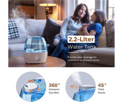 Homasy 2.2L Humidifier for HOME & OFFICE with Light,Quiet & Auto-of Cool Mist