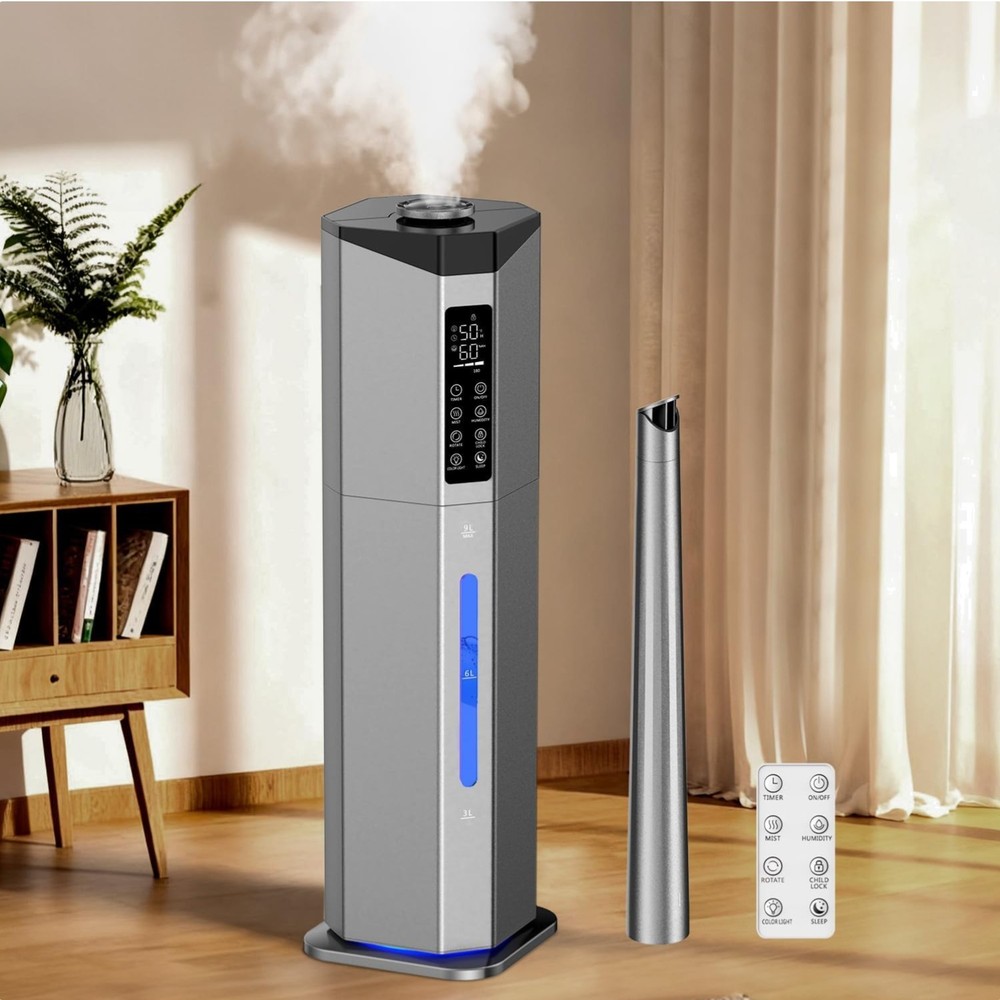 Top-Fill 2000 sq ft Humidifier with 7-Color Light & Auto Rotation Features