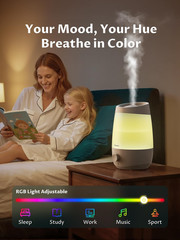 2.5L Top Fill Humidifiers for Bedroom, 250Ml/H Mist Output, 25Hrs Humidifiers fo