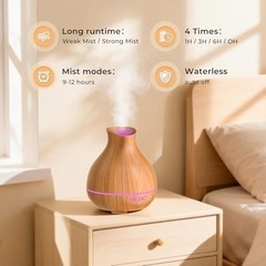 550ml Aromatherapy Essential Oil Diffuser Cool Mist Humidifier Timer LED Light