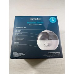 Homedics Breathe Better Ultrasonic Humidifier Home White NEW 0.63 Gal Tank