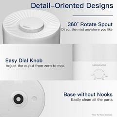 Healthy Top-Refill Cool Mist Humidifiers Bedroom 24dB Ultrasonic Air Vaporizer