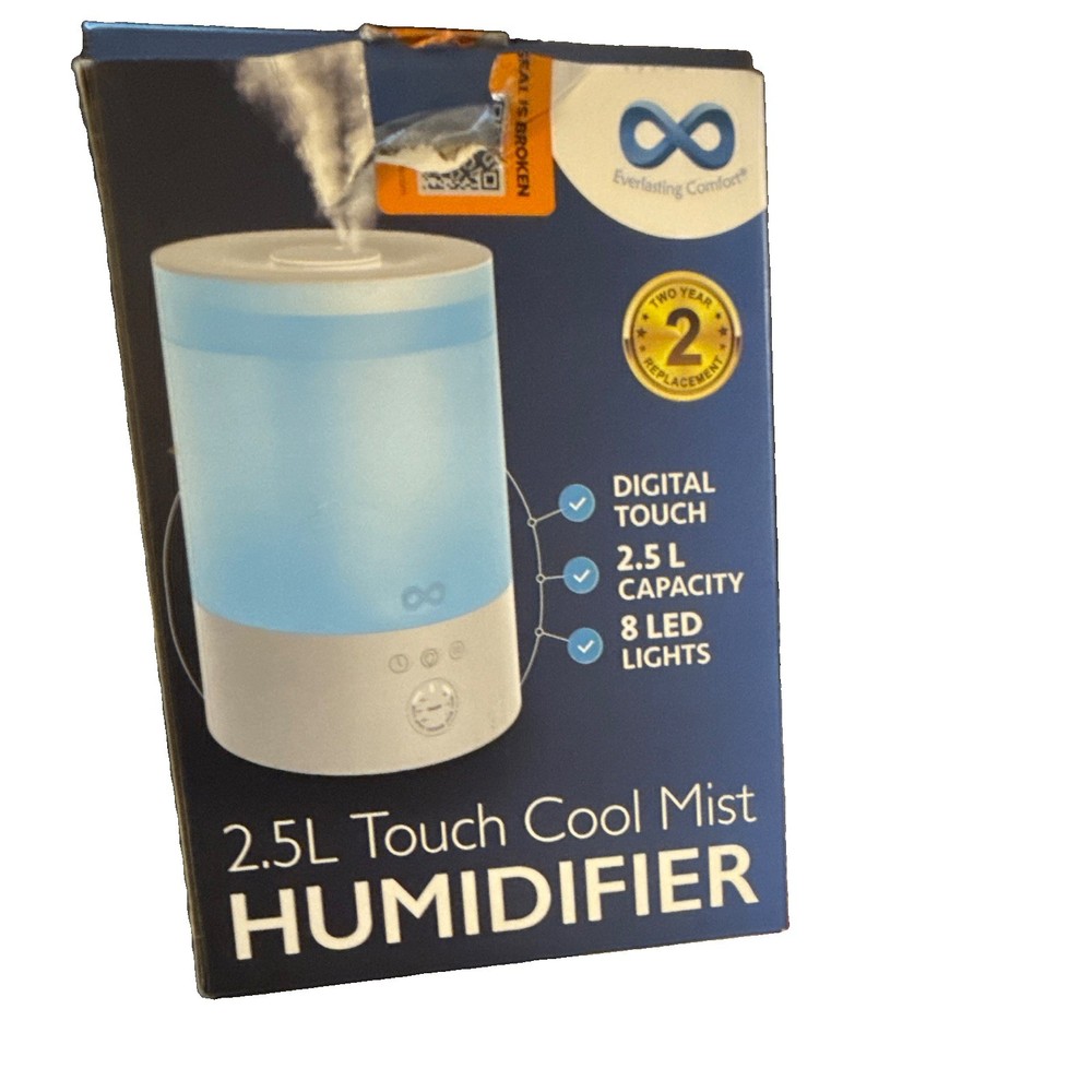 Everlasting Comfort 2.5L Tabletop Cool Mist Humidifier Touch Top Fill LED 360°