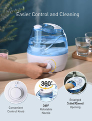 Homasy HM589A Cool Mist Humidifier (2.2L, 28dB, BLACK) 360 Nozzle, VicTsing