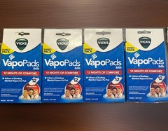 4-Boxes-Vicks VapoPads Refills Soothing Menthol,Sinus/Allergy Relief,12pads/box