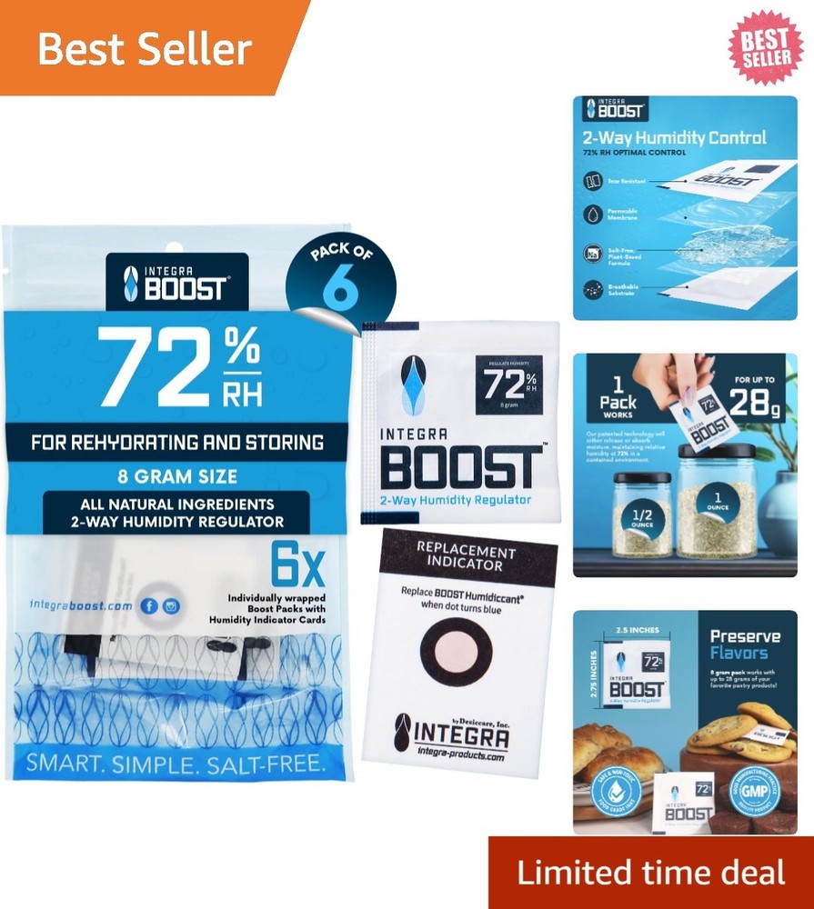 Humidity Control Packs with Indicator Cards – Maintain Flavor & Aroma, 6 Units