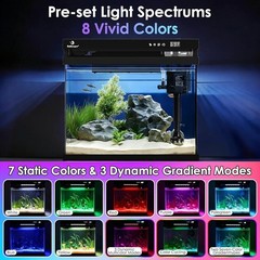 Smart Desktop Aquarium 2.3 Gal LED Light Humidifier Filter 3-Speed Pump Timer US