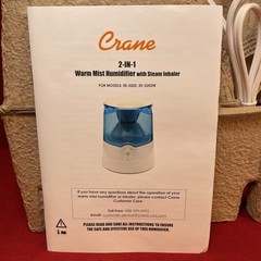 Crane 2-in-1 Warm Mist Humidifier & Steam Inhaler 0.5gal EE-5202 Blue & White